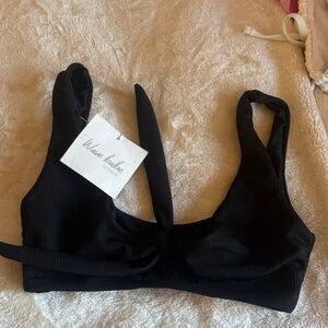 Black Ribbed bikini top